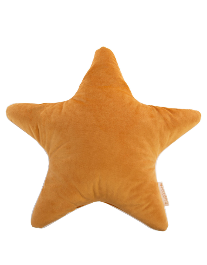Nobodinoz Aristote Star Velvet Cushion in Bloom Pink, 40x40 cm, soft velvet fabric with star design for cozy home decor