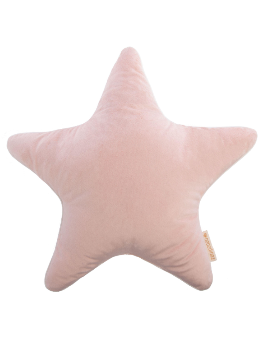 Nobodinoz Aristote Star Velvet Cushion in Bloom Pink, 40x40 cm, soft velvet fabric with star pattern for cozy decor