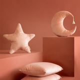 Nobodinoz Aristote Star Velvet Cushion in Bloom Pink, 40x40 cm, soft plush fabric with star design for cozy decor
