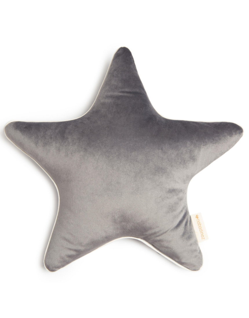 Nobodinoz Aristote Star Velvet Cushion in Bloom Pink, 40x40 cm, soft plush fabric with star design for cozy decor