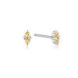 Linda Tahija November birthstone stud earrings featuring citrine gemstones set in silver.