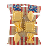 Set of 6 isAlbi pasta bag clips in Italian summer design, kitchen accessories for sealing and organizing pasta bags.