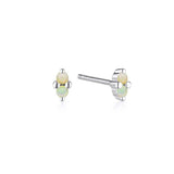 Linda Tahija October birthstone opal stud earrings in silver, showcasing elegant jewelry with vibrant gemstone details.