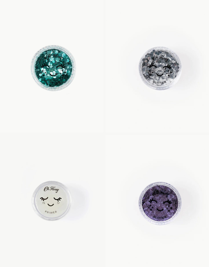 Kids Oh Flossy Under the Sea Glitter Set featuring colorful glitter accessories for children with playful ocean-themed designs.