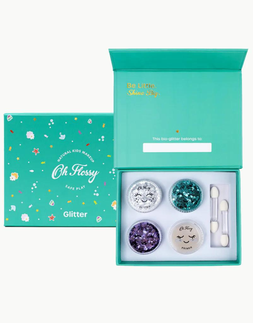 Kids Oh Flossy Under The Sea Glitter Set featuring colorful and sparkly accessories for children.