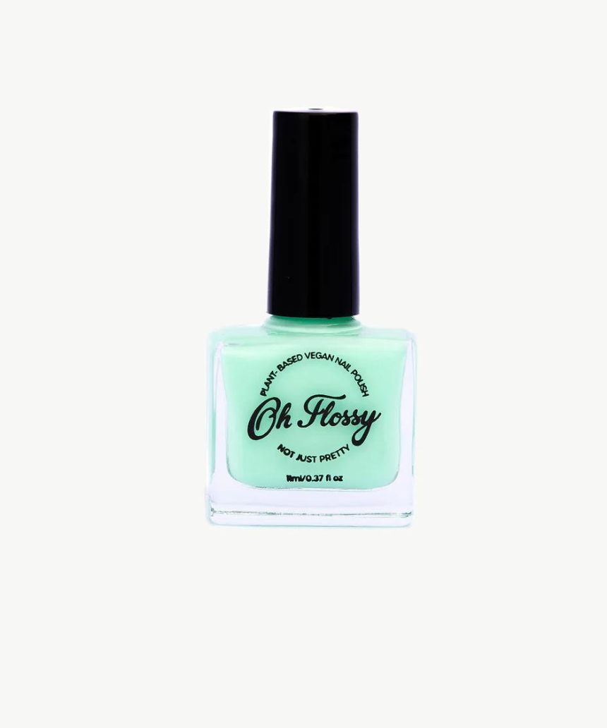 Kids Oh Flossy nail polish in cream violet, featuring a colorful bottle with playful label and vibrant purple nail color.