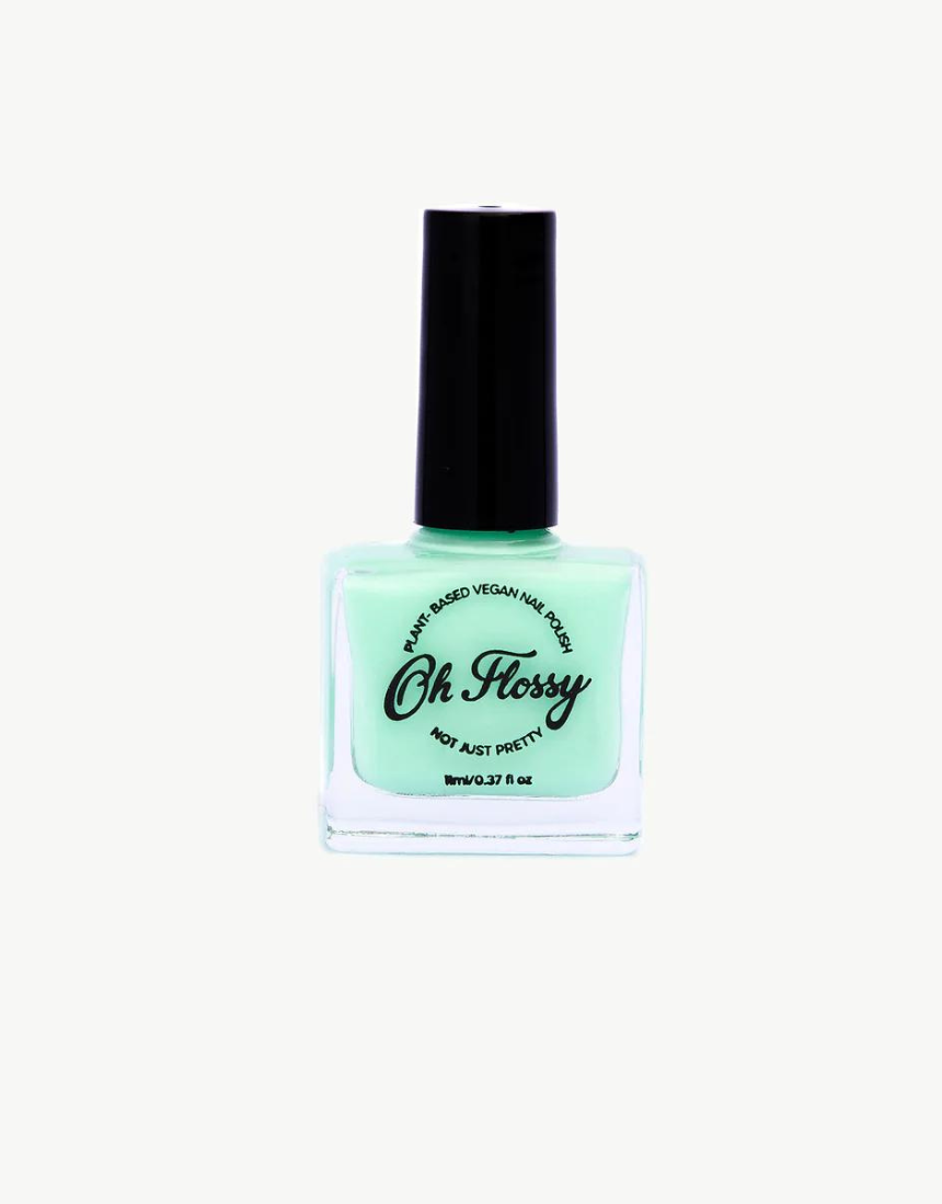 Kids Oh Flossy nail polish in cream violet, featuring a colorful bottle with playful label and vibrant purple nail color.
