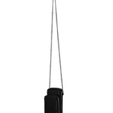Black Olga Berg Elton mesh crossbody bag with adjustable strap and sleek design, perfect for stylish everyday use.
