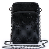 Black Olga Berg Elton Mesh Cross Body Bag with sleek design and adjustable strap, ideal for stylish everyday use.