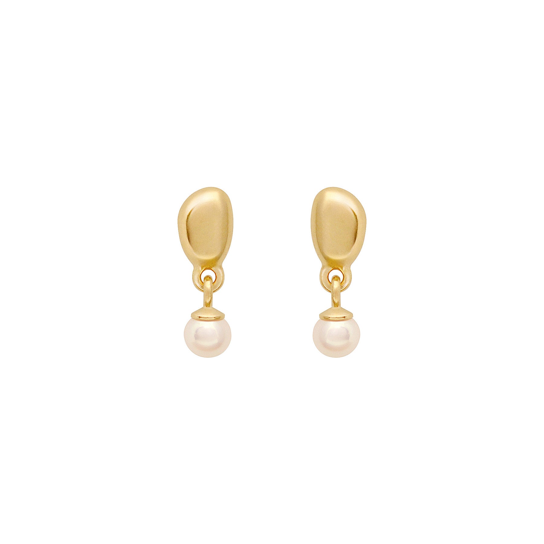 Linda Tahija Alga Pearl Drop Earrings with organic stud design and gold accents, featuring elegant pearl drops.