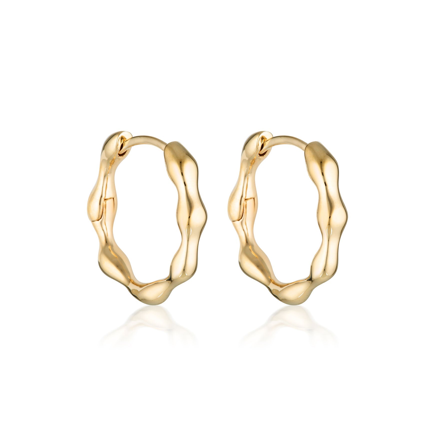 Gold Linda Tahija Organica Hoop Earrings featuring a sleek, modern design with a smooth, polished finish.