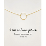Silver and rose gold Petals Australia "I Am A Strong Person" necklace featuring a delicate petal pendant.