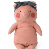 Cute Picca Loulou Piggy Ali doll wearing a colorful scrunchie, showcasing a soft and adorable plush toy with playful accessories.