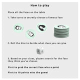 Pikkii Find the Face Party Game with colorful cards and game pieces for social fun and face recognition challenges.
