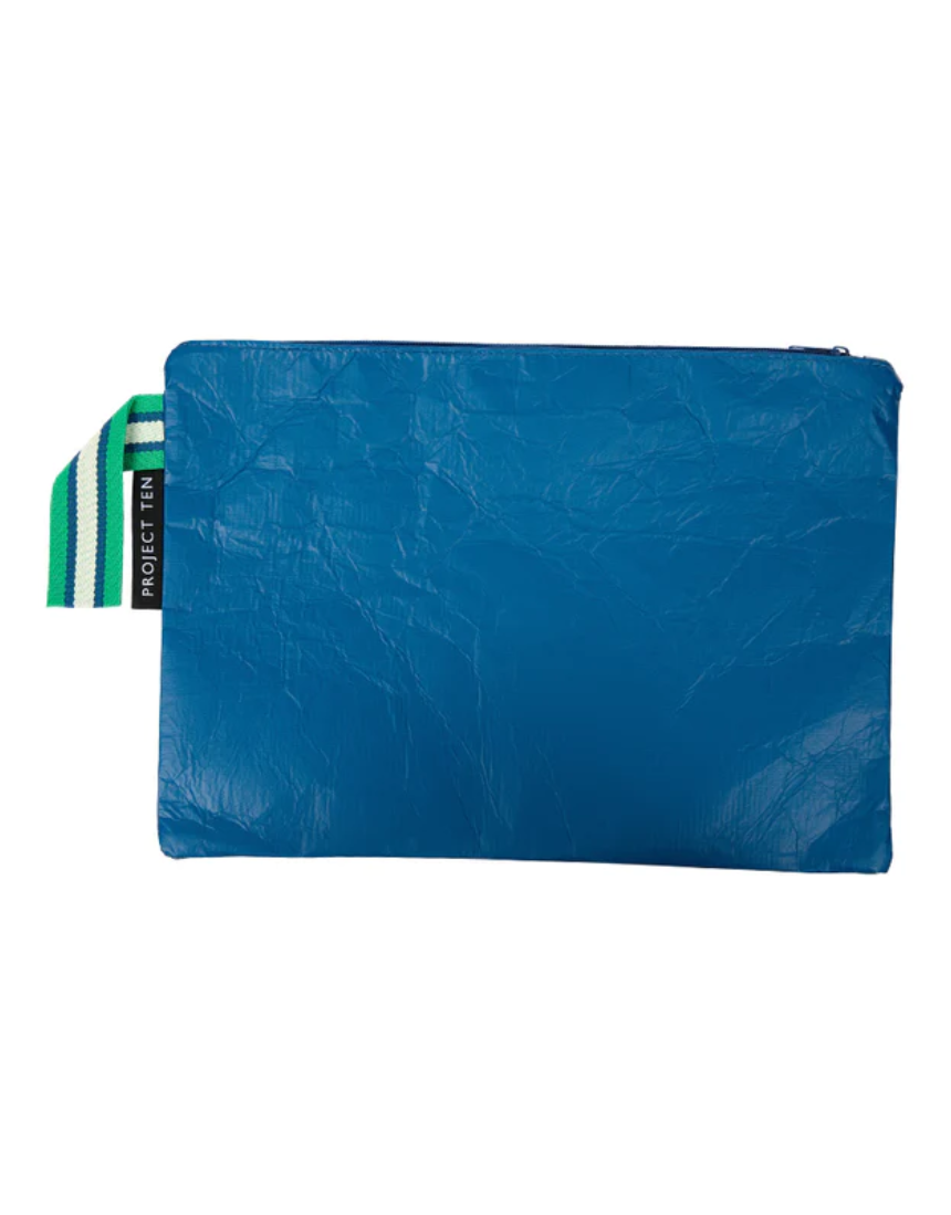 Navy zip pouch by Project Ten, compact bag with a zipper closure, ideal for organizing small essentials.