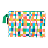 Project Ten Rainbow Weave Zip Pouch bag with colorful woven design and zipper closure.
