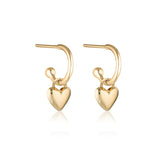 Gold Linda Tahija Amore Core Hoop Earrings with puff-heart design, showcasing elegant hoop style and shiny finish.