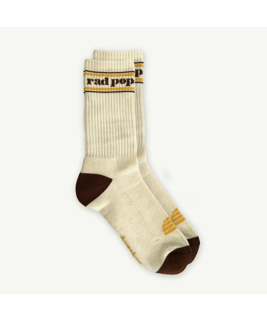 Banabae Rad Pop organic cotton crew sock in natural color, showcasing soft fabric and classic sock style.