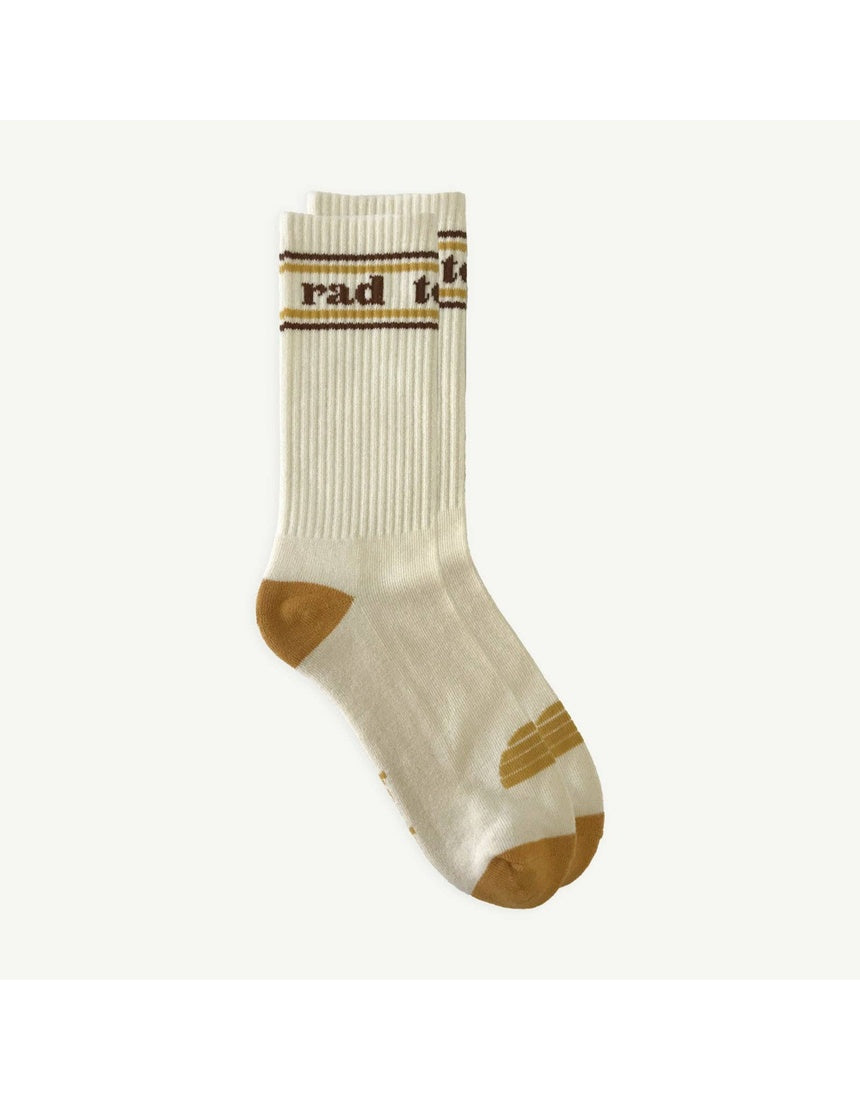 Banabae Rad Teacher organic cotton crew socks with colorful striped pattern, soft and comfortable for everyday wear