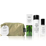Salus Replenish Skin Set with skincare bottles and jars, featuring natural ingredients and elegant packaging for healthy skin.