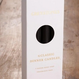 River Road Coven dinner candles, 6-pack, featuring tall white candles with elegant design for special table settings.