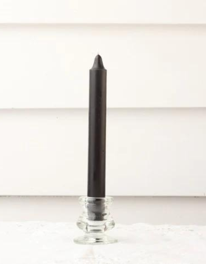 Six River Road Coven dinner candles in a pack, tall white taper candles perfect for elegant table settings and ambiance.