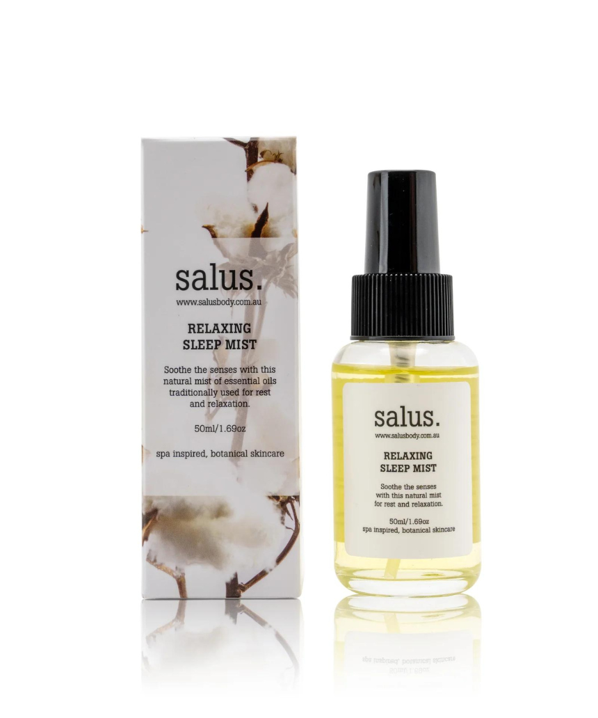 Salus Relaxing Sleep Mist 50ml spray bottle with lavender and calming botanical ingredients for restful sleep.