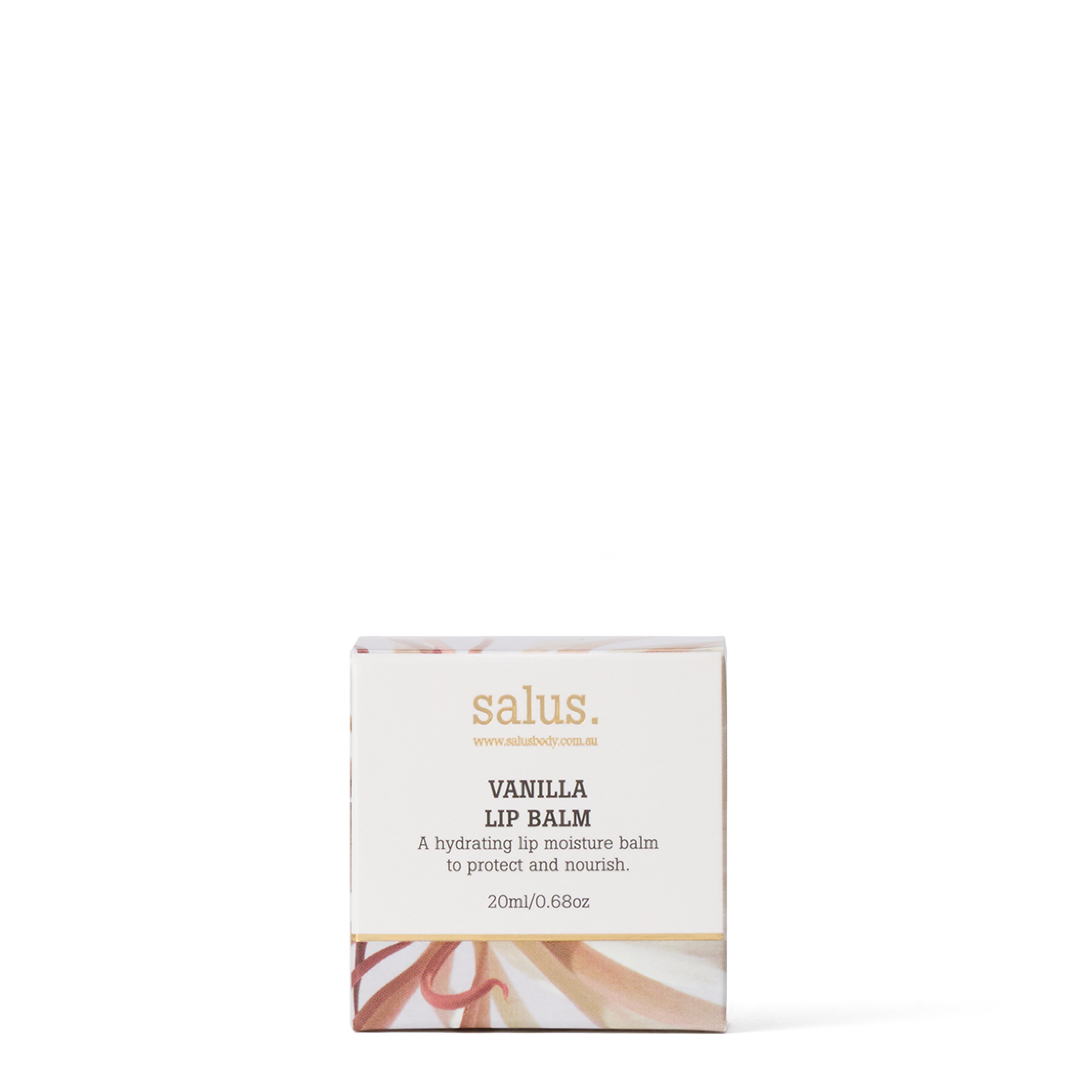 Salus Vanilla Lip Balm Tin 20ml showing a small round tin with vanilla-scented lip balm inside