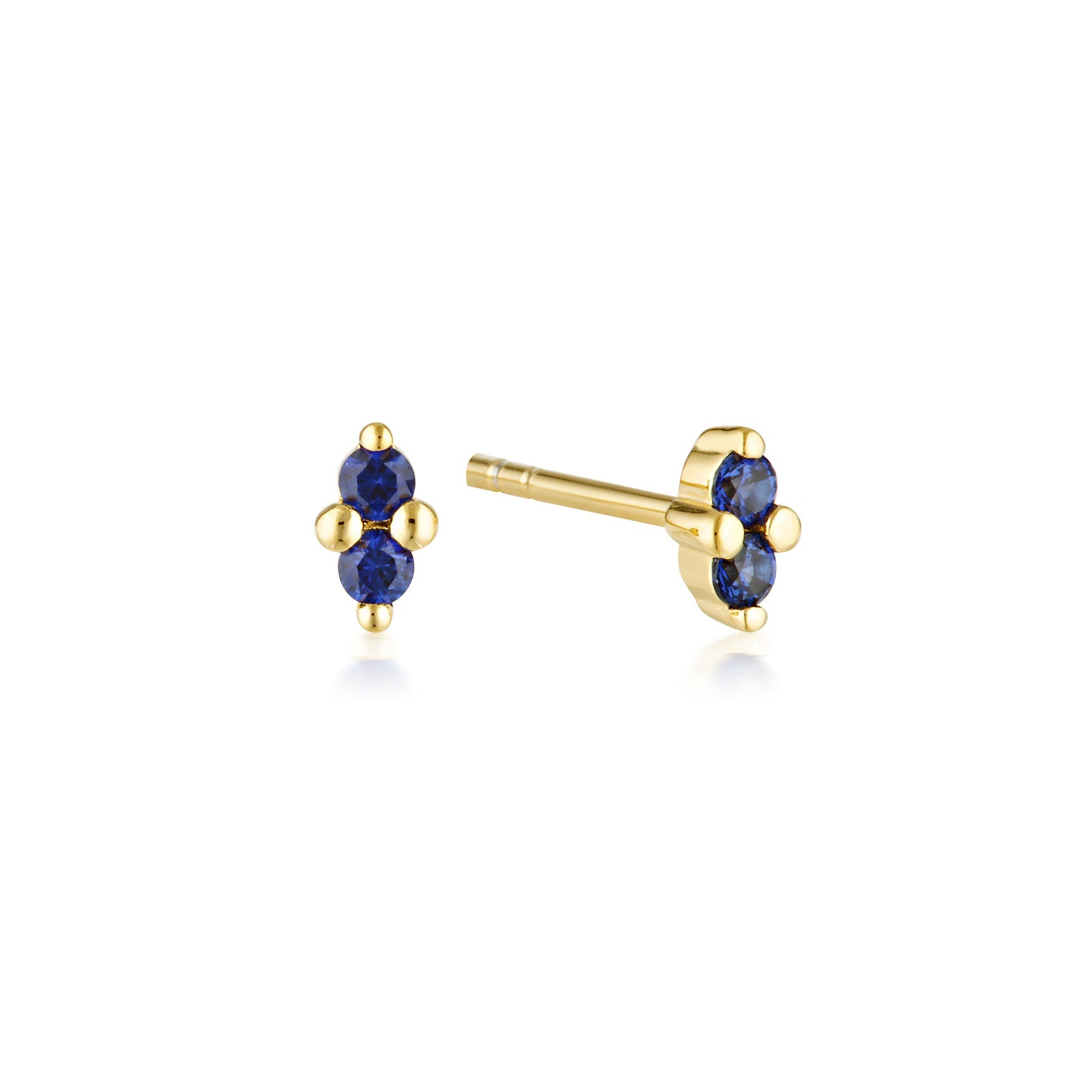 Linda Tahija September birthstone sapphire stud earrings in gold, featuring elegant gemstone settings and classic design.