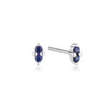 Linda Tahija September birthstone stud earrings featuring sparkling sapphire stones set in silver.