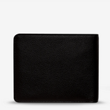 Black Leonard Wallet by Status Anxiety, stylish leather wallet with multiple card slots and a sleek design.