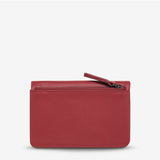 Status Anxiety Is Now Better Wallet in rouge with smooth back, stylish leather wallet for everyday use.