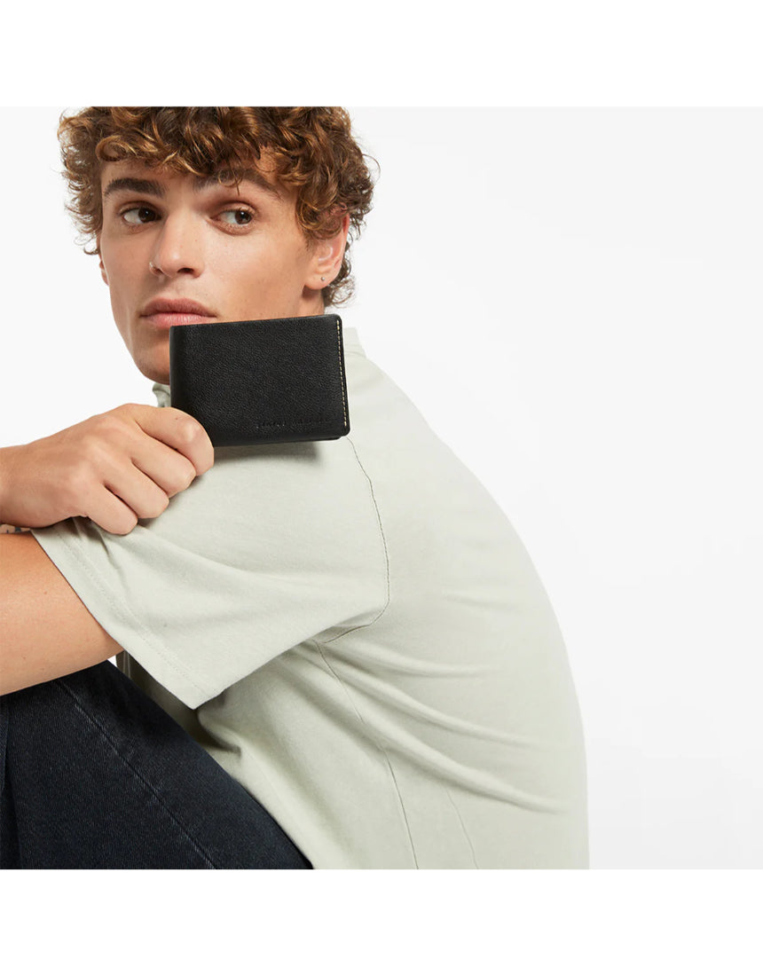 Black Status Anxiety Otis Wallet with multiple card slots and compact design, made for everyday use.