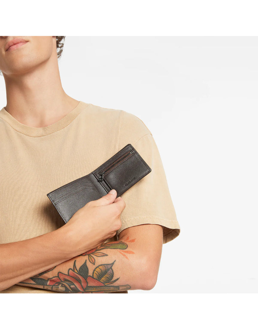 Chocolate Status Anxiety Otis Wallet with multiple card slots and a sleek, compact design for everyday use.