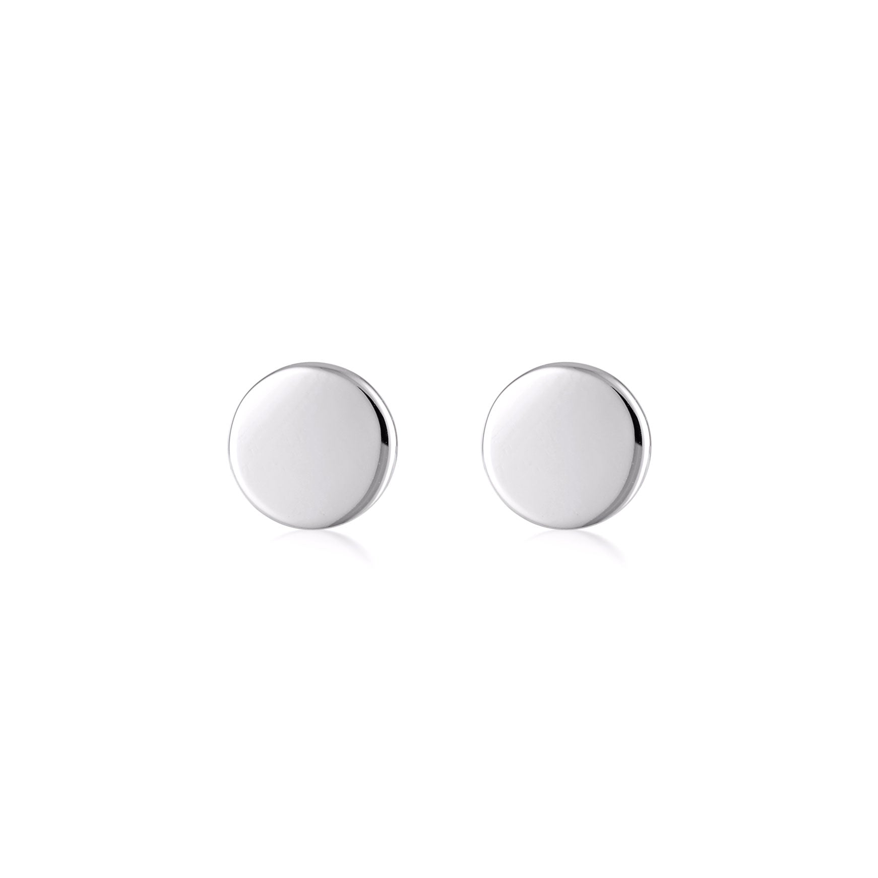 Sterling silver disc stud earrings by Linda Tahija featuring minimalist round design and polished finish.