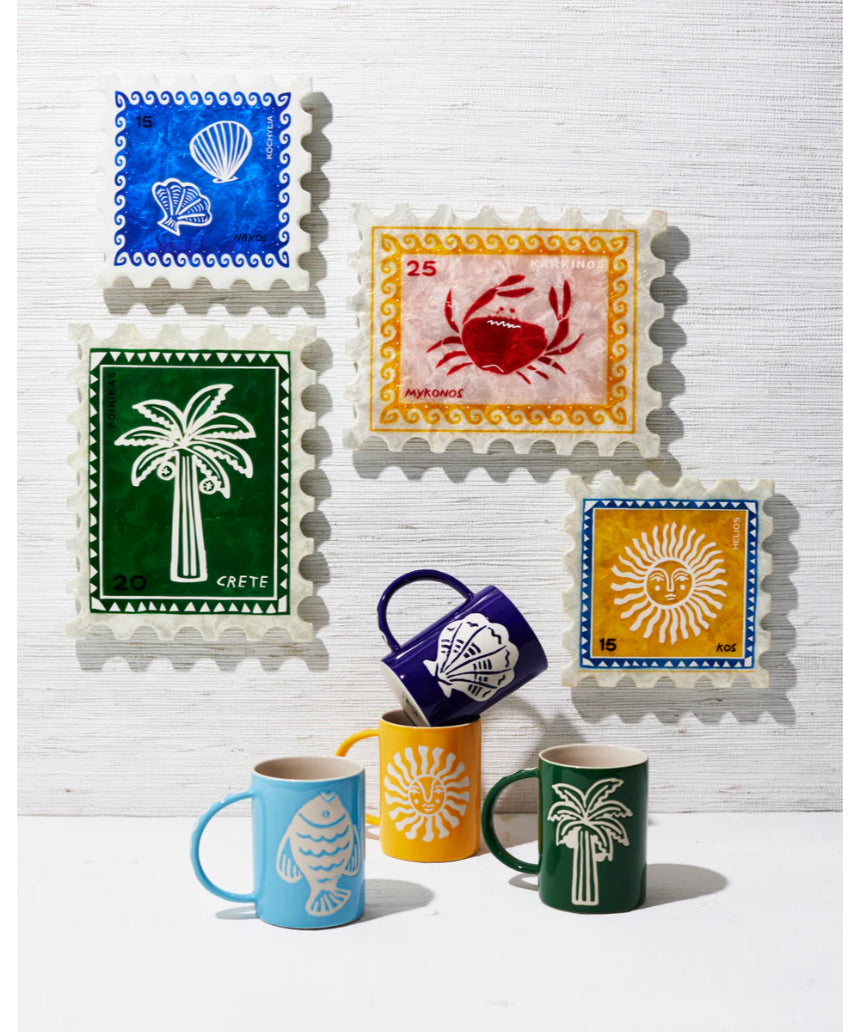 Jones & Co Sunroom Palm Wall Decor stamp featuring a green palm leaf design on textured paper.