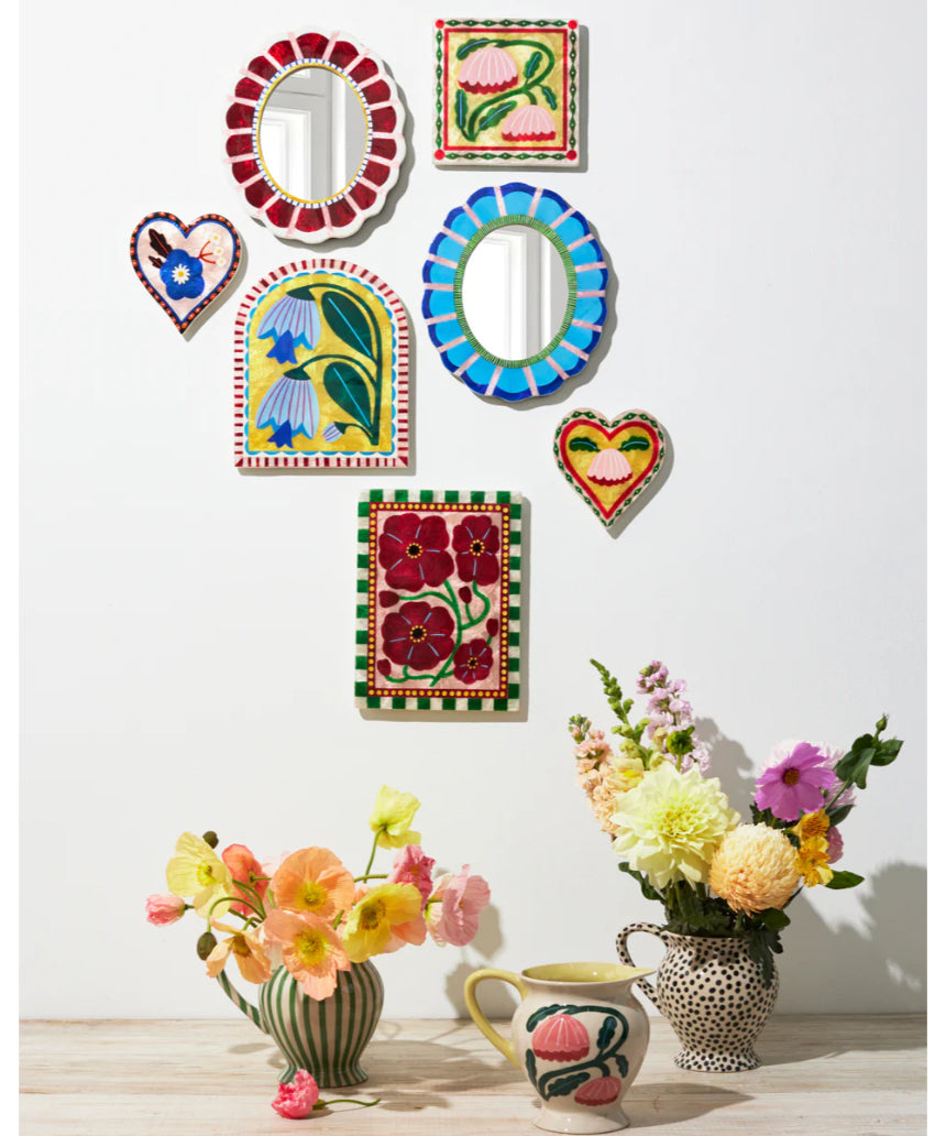 Jones & Co Bloom Nouveau Yellow Square wall decor featuring a vibrant yellow floral design on a square canvas.