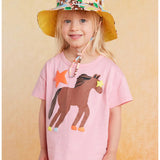 Say It Sister Giddy Up Kids Sun Hat featuring a playful cowboy design, wide brim, and lightweight breathable fabric for sun protection.