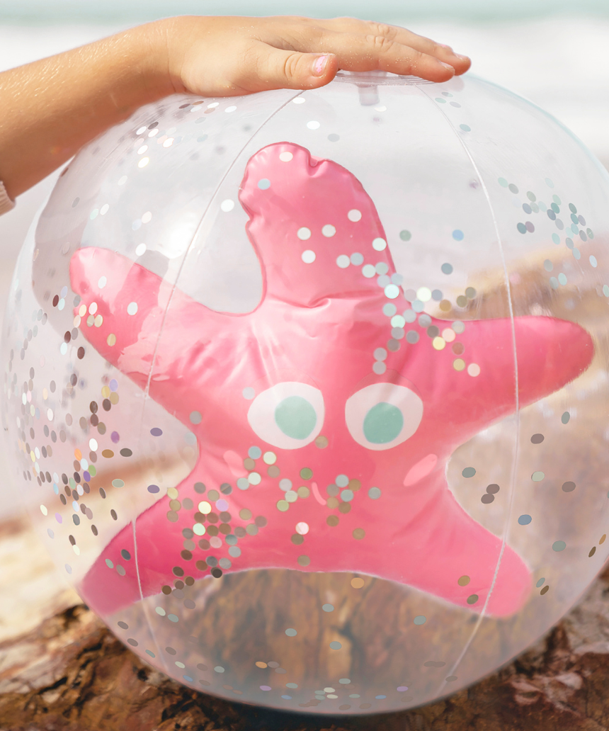 Colorful Sunnylife Beach Ball Ocean Treasure with vibrant ocean-themed design, ideal for beach and pool fun.