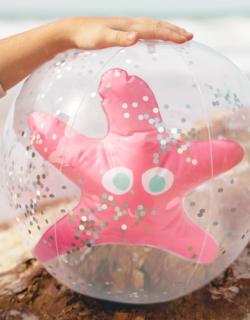 Colorful Sunnylife Beach Ball Ocean Treasure with vibrant ocean-themed design, ideal for beach and pool fun.
