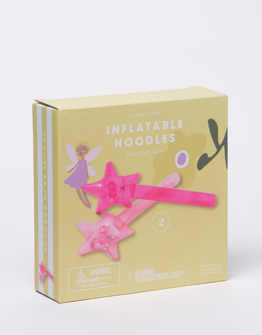 Sunnylife Mima the Fairy inflatable noodle featuring colorful fairy and floral design, perfect for pool fun.