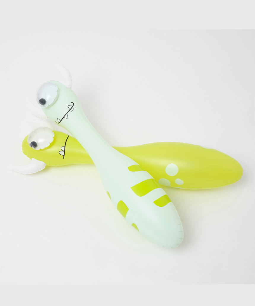 Sunnylife Monty the Monster inflatable buddy in bright colors, perfect for pool fun and outdoor play.
