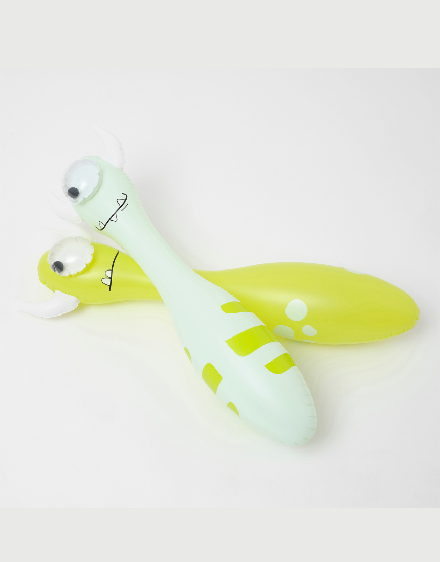 Sunnylife Monty the Monster inflatable buddy in bright colors, perfect for pool fun and outdoor play.
