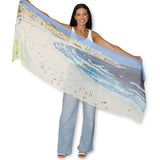 The Artists Label Bondi Scarf featuring vibrant floral and abstract patterns in soft, flowing fabric.