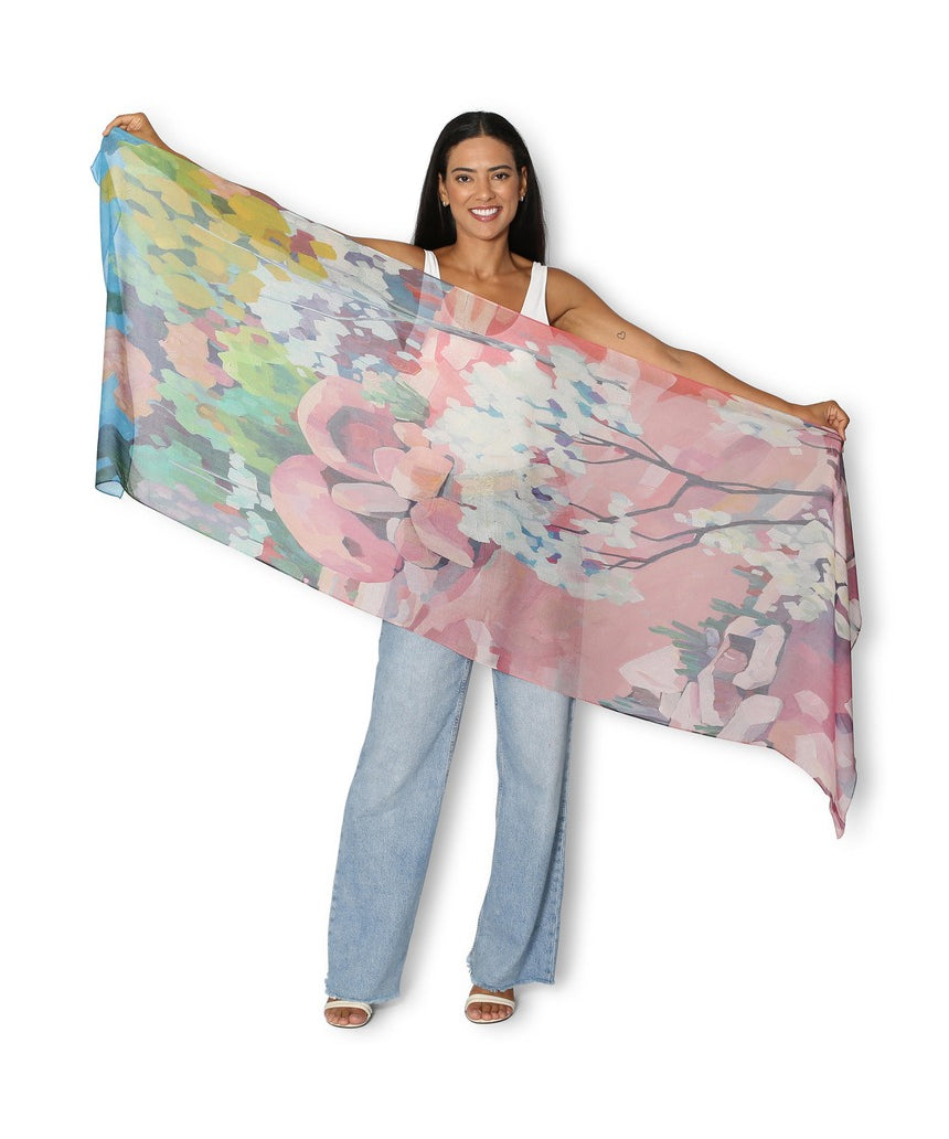 Pink granite scarf by The Artists Label featuring a soft, flowing fabric with a stylish, artistic design.