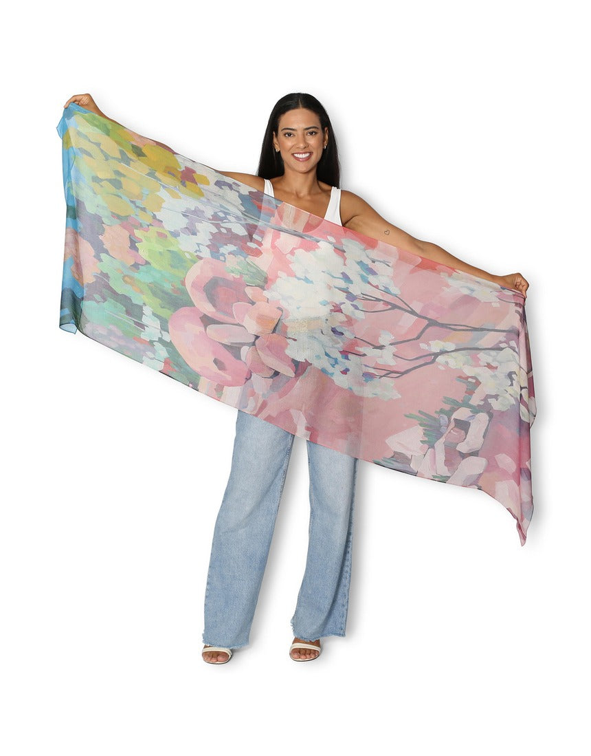 Pink granite scarf by The Artists Label featuring a soft, flowing fabric with a stylish, artistic design.