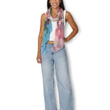 Pink Granite scarf by The Artists Label draped on a model, showcasing soft fabric and stylish design.