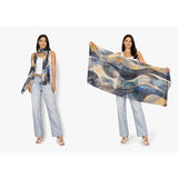 Silk chiffon scarf from The Artists Label featuring a celestial waves pattern in soft, flowing fabric.