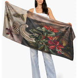 Silk chiffon scarf by The Artists Label featuring a vibrant "Nas in a Vase" design with colorful floral artwork.
