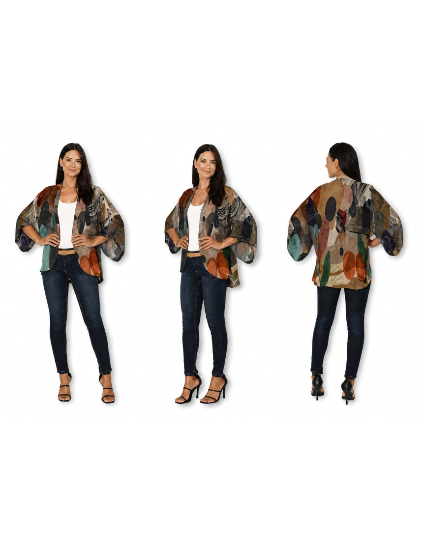 Silk kimono by The Artists Label featuring a flowing design with intricate patterns, perfect for elegant, stylish wear.